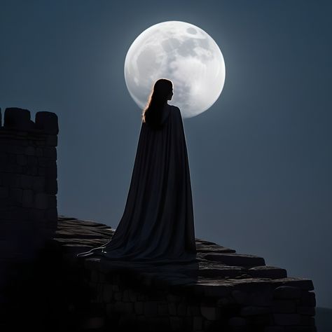 Cloaked Woman Aesthetic, White Cloak Aesthetic, Blueish Aesthetic, Moon Princess Aesthetic, Billowing Cloak, Cloaked Woman, Dark Ethereal, White Cloak, Goddess Of Justice