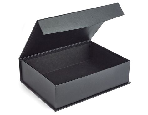 Large, strong and pre-assembled for a high-quality finish. The attention to detail in our cardboard gift boxes will add real value to your presentations. Red and black boxes blend gloss paper exteriors with matte finish interiors, while the magnetic closing mechanism on all boxes gives a high quality touch. Our customers package an astonishingly wide range of products in our large boxes, finding them a successful way to grow sales and margins. Black Box Packaging Design, Black Box Gift, Rigid Box Packaging, Hamper Baskets, Empty Gift Box, Big Gift Boxes, Luxury Box Packaging, Empty Gift Boxes, Hamper Box