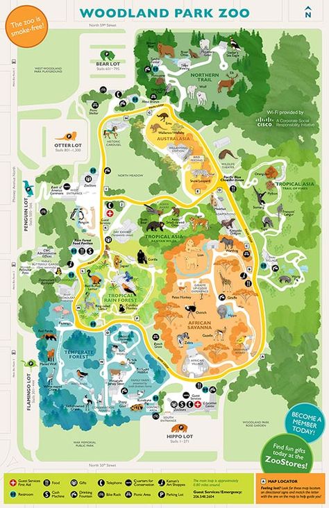 Guest Services - Map, Rentals & Accessibility - Woodland Park Zoo Seattle WA Zoo Map, Zoo Project, Woodland Park Zoo, Zoo Architecture, Zoo Park, Woodland Park, In The Zoo, Outdoors Tattoo, Guest Services