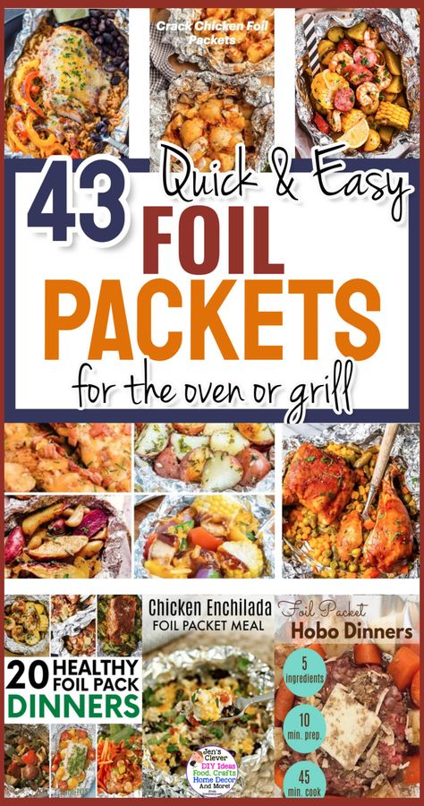 Foil Packet Meals - Best Tin Foil Pack Dinner Recipes Bbq Foil Packet Dinners, Air Fryer Foil Packets, Fast Dinners For Two, Foil Packets For The Oven, Aluminum Foil Meals, Hobo Dinner Recipes, Chicken Foil Packs, Grilled Foil Packets, Foil Meals