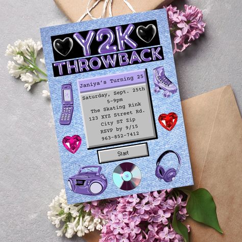 2000s Party Invitation, 00s Party Theme, Y2k Invitation, Y2k Party Invitation, 2000s Aesthetic Party, 2000s Party Aesthetic, 2000s Theme Party, Y2k Birthday Party, Y2k Birthday