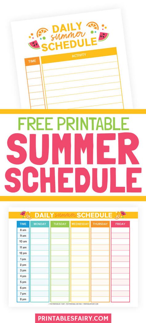 Get our free printable Daily and Weekly Summer Schedule for kids and customize it with your own activities and ideas. I can guarantee your children will love to fill in these printable summer schedules! #summerkids Weekly Summer Schedule, Summer Daily Schedule, Printable Summer Schedule, Summer Schedule Printable, Summer Schedule For Kids, Kids Summer Schedule, Schedule Ideas, Daily Schedule Kids, Perfect Routine