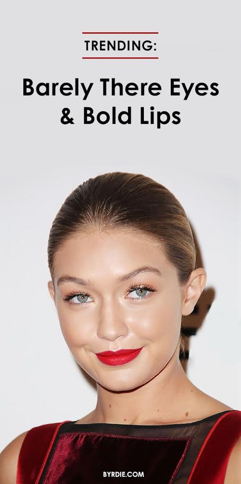 A minimalist eye and a bold lip always makes fora beautiful combination No Eye Makeup Bold Lip, Minimal Makeup Bold Lip, Natural Makeup With Bold Lips, Bold Lip Makeup Looks, Full Lips Makeup, Bold Lip Makeup, Red Lipstick Looks, Bright Lip, Minimal Makeup Look