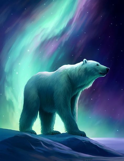 Hi Friends Some Surprise able Thing is waiting for you Draw Polar Bear, Polar Bear Northern Lights, Pola Bear, Polar Bear Painting, Art Northern Lights, Polar Bear Paint, Polar Bear On Ice, Layers Of The Ocean, Polar Bear Images