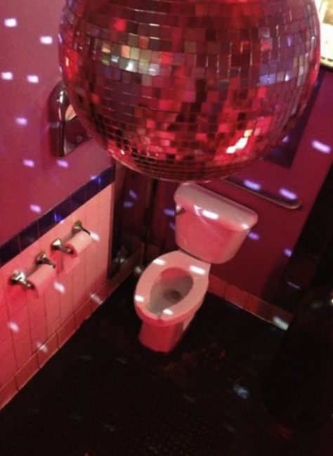 I need a disco ball in my bathroom Half Bathroom Design, Wc Decoration, Half Bathroom Decor, Restaurant Bathroom, Rustic Bathrooms, Half Bathroom, Disco Balls, Rustic Bathroom, Funny Halloween Costumes