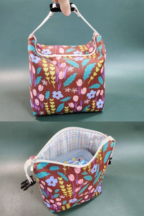 Easy to make!! How to make a lunch bag with a zipper Insulated Lunch Bag Pattern Free, Sew Lunch Bag, Lunch Bag Pattern, Lunch Bag Ideas, Lunch Bags Pattern, Diy Lunch Bag, Diy Bags Jeans, Homemade Bags, Couture Bags