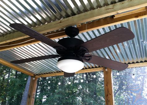 Corrugated Sheet Metal roof for porch...around $14 a sheet at home improvement store Porch Ceiling, Metal Roofing, Patio Roof, Outdoor Ceiling, Corrugated Metal, Diy Pergola, Decks And Porches, Home Improvement Store, Screened In Porch