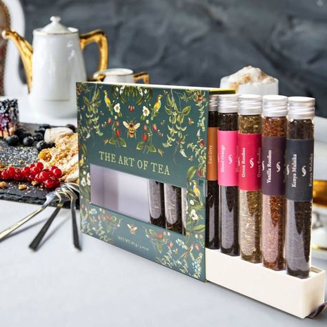 Elevate your tea experience with this exquisite gift set featuring an array of premium teas. The perfect indulgence for all tea enthusiasts! ☕ #TeaLoversParadise #GiftOfTea#TeaTimeBliss #GiftIdeas Luxury Tea Packaging, Herbal Tea Packaging, Premium Tea Packaging, Tea Box Packaging, Tea Box Design, Art Of Tea, Spices Packaging, Tea Packaging Design, Tea Gift Box