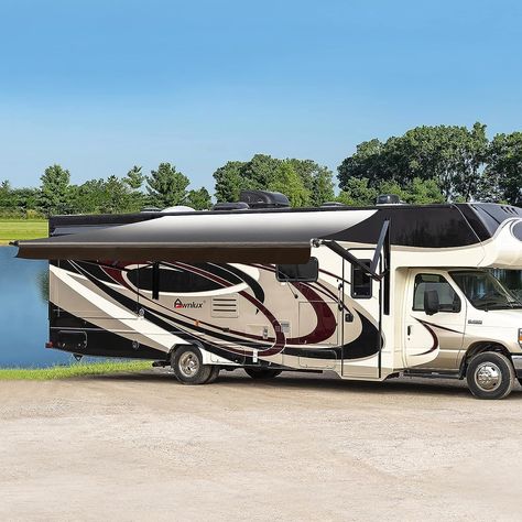 Awnlux Black Motorized Modular Retractable RV Awning Full Set Assemblies for RV, 5th Wheel, Travel Trailers, Toy Haulers, and Motorhome - RV Trailer Awning for Home or Camper - 20x8 Ft - Black Fade Trailer Awning, 5th Wheel Travel Trailers, House Awnings, Rv Awning, Camper Awnings, Toy Haulers, Electric Awning, Bus Life, Rv Parts