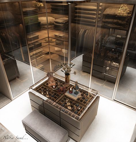 Dressing Room Island Design, Luxury Closet Designs Dressing Rooms, Master Room Closet, Dressing Luxe, Dressing Room Island, Walk In Closet Island, Dressing Island, Master Dressing Room, Luxurious Dressing Room