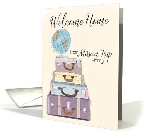 Welcome Home from a Mission Trip Party Invitation card Welcome Back Cards Ideas Diy, Welcome Home Cards Diy, Trip Invitation Card, Welcome Home Valentine Cards, Welcome To New Home Cards, Welcome Back Home, Welcome Home Parties, Missions Trip, Welcome Home