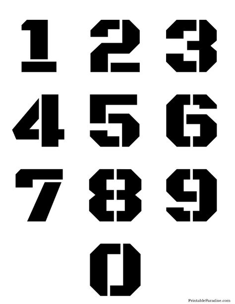 Printable Stencils for Numbers 0-9 1 Font Number, Cool Stencils Printables, 20 Number Design, Number Design Fonts, Fonts For Numbers, Number Lettering, Fonts Numbers, Typography Stencil, Number Tattoo Fonts