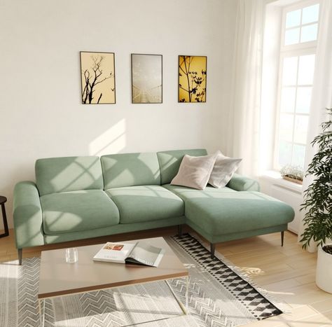 Mint Couch Living Room, Mint Green Room, Green Room Design, Sofa Couch Design, Sewing Room Design, Sofa Bed Design, Bedroom Wall Colors, Living Room Sofa Design, Green Sofa