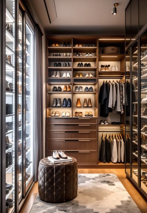 Walk in Closet Ideas Shoe And Purse Closet, Walking In Closet, Shoe Storage Luxury, Creative Shoe Storage, Master Walk In Closet, Rotating Shelves, Boutique Style Closet, Walk In Closet Inspiration, Walk In Closet Ideas