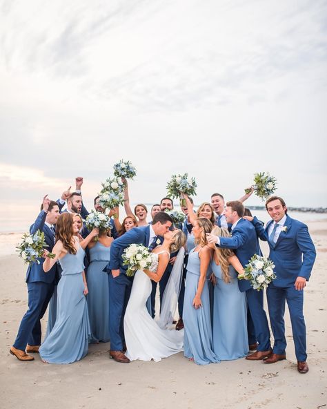 Bridesmaid Dresses For June Wedding, Groomsmen Short Sleeve Button Up, Summer Time Wedding Colors, Mother Of The Bride Dusty Blue, Marian Blue Wedding, Summer Blue Bridesmaid Dresses, Light Blue And Grey Wedding Theme, French Blue Wedding Party, Beach Wedding Party Attire Color Schemes