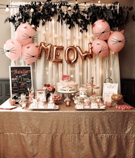 Birthday Decoration Cat Theme, Cat Themed Backdrop, Kitten Bday Party, Cats Birthday Theme, Cat Themed 2nd Birthday Party, Cat Party Decor, Kitten Baby Shower Theme, Cat Themed Baby Shower Ideas, Two Purrfect Birthday