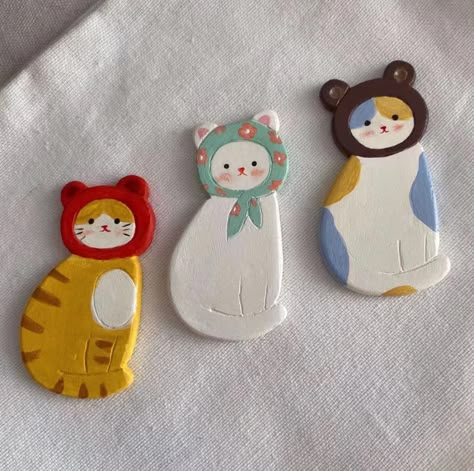 DIY Air Dry Clay Magnets: Creative & Easy Crafts for Your Fridge Handmade Gifts For Family, Pottery Projects For Kids, Ceramics Magnets, Magnets Clay, Cat Magnet, Cat Clay, Cat Magnets, Polymer Clay Magnet, Magnet Kitchen