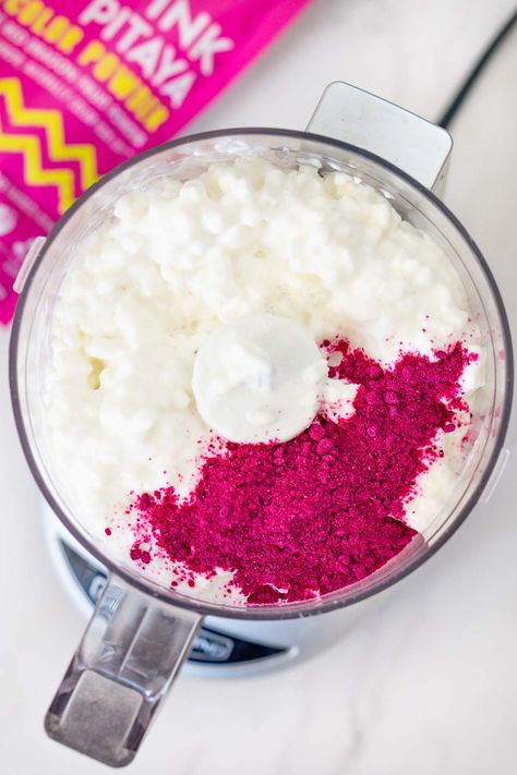 Pitaya Powder Recipes, Dragon Fruit Powder Recipes, Fruit Powder Recipes, Whipped Cottage Cheese Recipes, Ways To Eat Cottage Cheese, Cottage Cheese And Fruit, Cottage Cheese Blended, Homegrown Recipes, Dragon Fruit Powder