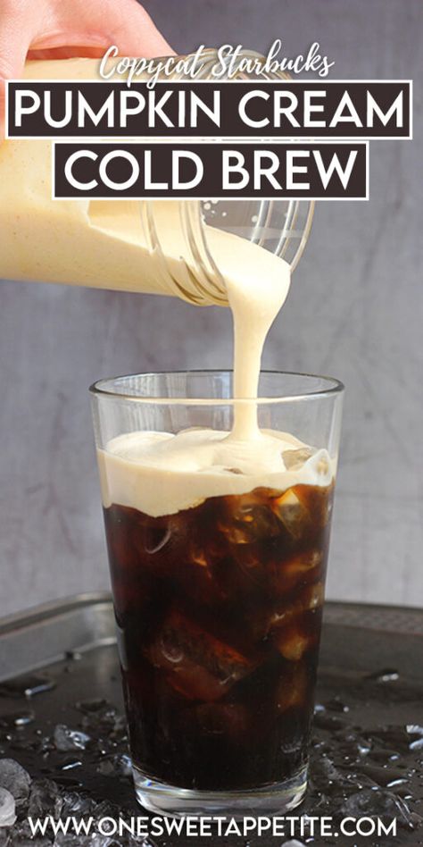 Starbucks Pumpkin Cream Cold Brew, Kaffe Station, Pumpkin Cream Cold Brew, Cream Cold Brew, Cold Brew Coffee Recipe, Cold Brew Recipe, Cold Brew At Home, Copycat Starbucks, Cold Foam