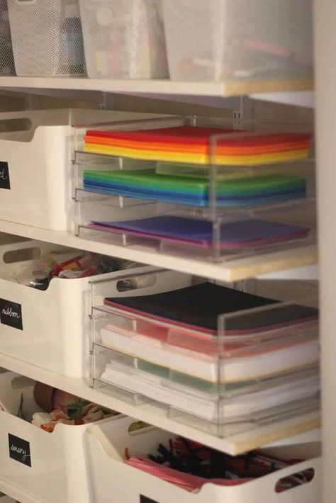 Kids Art Storage, Kids Craft Storage, Kids Crafts Organization, Art Closet, Craft Closet Organization, Organize Kids, Craft Cupboard, Crafts Organization, Supply Organization