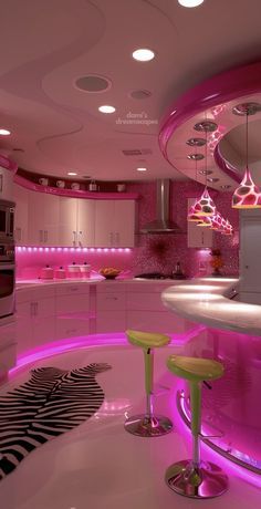 Pink Y2k Apartment, 2000 Home Decor, Y2k House Aesthetic, 2000s Home Aesthetic, Y2k Apartment Aesthetic, 2000s House Aesthetic, Party House Interior, Y2k Interior Design, Pink Studio Apartment