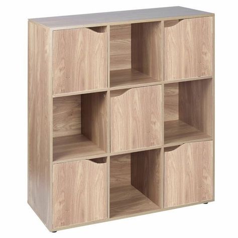 Image of Oak Boxed Urban Living Swarna 9 Cube Bookcase Cubed Storage, Hallway Furniture Storage, Contemporary Bookcase, Cube Unit, Muebles Living, Cube Bookcase, Office Bookcase, Beautiful Cabinet, Wooden Bookcase