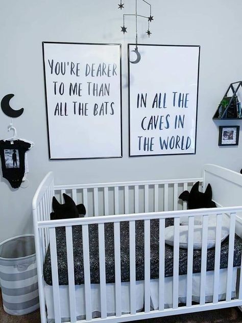 Wednesday Addams Nursery, Emo Nursery, Grunge Nursery, Spooky Baby Nursery, Goth Nursery Ideas, Dark Nursery Ideas, Bat Nursery, Goth Nursery, Gothic Baby Nursery