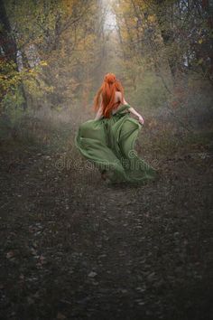 Red Dress Forest Photoshoot, Woman Running In Dress, Fantasy Red Hair, Fairy With Red Hair, Red Head Witch, Red Hair Fairy, Medieval Photoshoot, Red Hair Princess, Woman In Forest