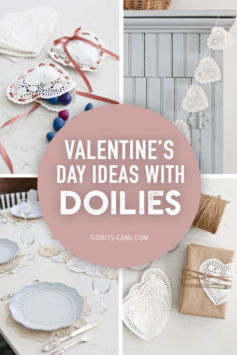 Paper Doily Crafts, Valentines Day Ideas, Doilies Crafts, Diy Valentines Cards, Diy Valentines Decorations, Valentines Decorations, Paper Doilies, Gift Toppers, Paper Heart