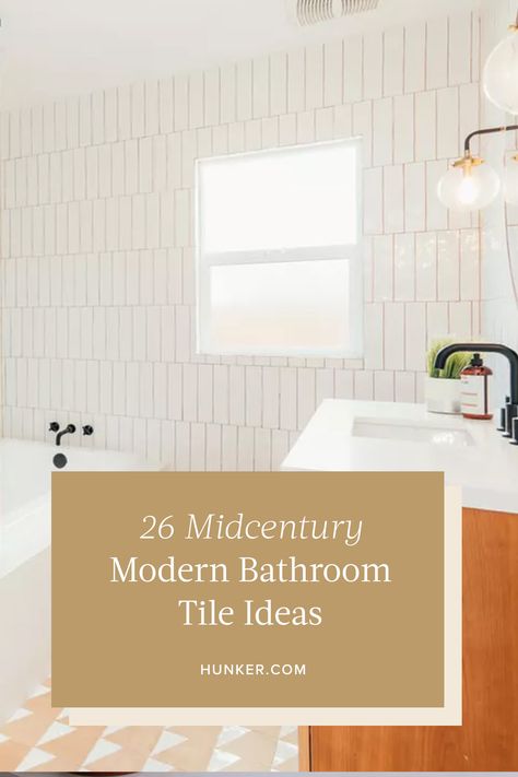 Discover 26 incredible Midcentury Modern bathroom tile ideas that will elevate your space into a stylish retreat. Find inspiration to create the ultimate bathroom oasis you've always dreamed of! Midcentury Shower Tile, Small Midcentury Modern Bathroom, Mid Century Modern Bathroom Terrazzo, Multiple Tiles Bathroom, 1960s Inspired Bathroom, Blue And White Bathroom Tile Ideas, Mid Century Modern Spa Bathroom, Mid Century Bathroom Tile Ideas, Midcentury Bathroom Floor Tile