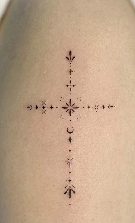 Fine Line Chain Tattoo, Fine Line Tattoo Chest, Fine Line Symbol Tattoo, Ornamental Cross Tattoo, Chain Tattoos For Women, Fine Line Chest Tattoo, Simple Line Tattoos For Women, Fine Line Cross Tattoo, Simple Fine Line Tattoo