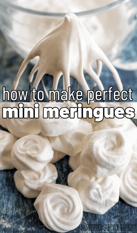 Experience the magic of delicate Mini Meringues that melt in your mouth. Irresistibly light and airy, these tiny delights will leave you craving more. Mini meringue cookies just might be the perfect dessert! Meringue Bites Recipe, Mini Meringues Recipe, Micro Meringue, Merange Cookies Meringue, Recipe For Meringue, Easy Meringue Recipe, School Desserts, Easy Meringue Cookies, Tiny Bites