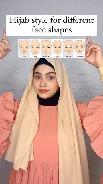 Hijab Tutorial For Heart Face, Hijab Styles For Oval Face Shape, Hijab Style Tutorial For Oval Face, Hijab Styles For Face Shapes, Small Face Hijab Style, Hijab Styles For Different Face Shapes, Hijab Tutorial Square Face, Hijab For Face Shape, Hijab Styles For Diamond Face