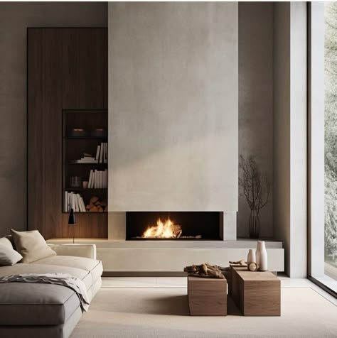 Minimalist Fireplace With Tv, Modern Floating Fireplace, Planika Ethanol Fireplace, Narrow Living Room Ideas With Fireplace, Stucco Fireplace With Tv, Modern Concrete Fireplace, Modern Fireplace With Hearth, Modern Fireplace Design Ideas, Contemporary Fireplace Wall