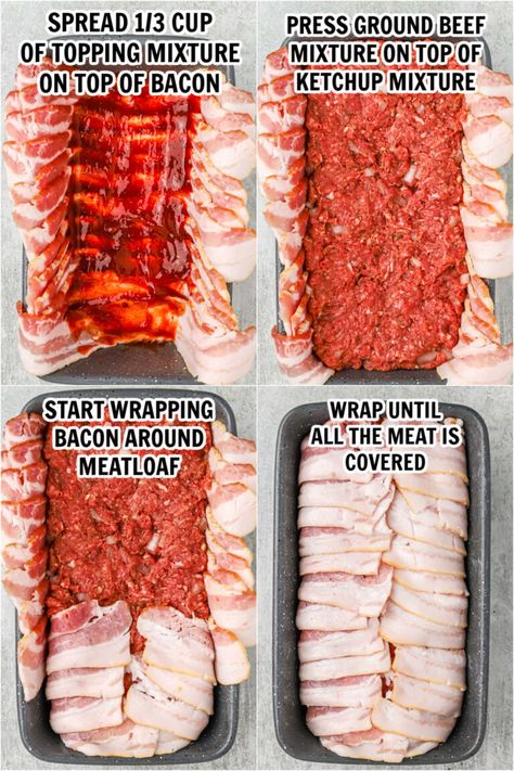 Bacon Wrapped Meatloaf Recipe - christmasonadime.com Meatloaf Wrapped In Bacon, Easy Crockpot Mac And Cheese Recipe, Bacon Wrapped Beef, Bacon Wrapped Recipes, Bacon Wrapped Sausages, Bacon Recipes For Dinner, Bacon Meatloaf, Bacon Wrapped Meatloaf, Make Bacon