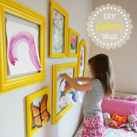 9 Easy Kids Room DIY Decor Ideas | Kate Decorates Bilik Tidur Perempuan, Kunst For Barn, Bilik Perempuan, Diy Gallery Wall, Art Display Kids, Kids Room Organization, Playroom Ideas, Toddler Bedrooms, Hemnes