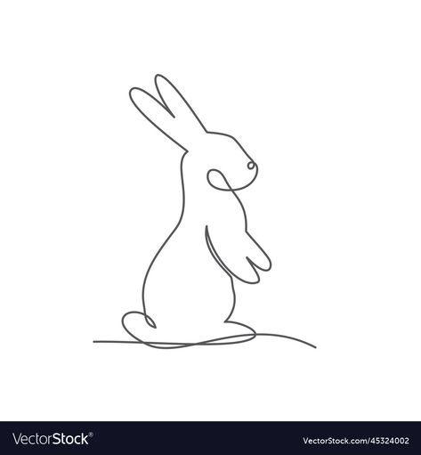 Rabbit Line Art Tattoo, Icord Templates, Line Drawing Rabbit, One Line Rabbit, Rabbit Line Drawing, Bunny Line Art, Rabbit Line Art, Bunny Memorial, One Line Animals