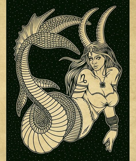 Capricorn Mermaid Tattoo, Capricorn Tattoo, Zodiac Tattoos, Mermaid Tattoo, Dark Fantasy Art, Mythical Creatures, Dark Fantasy, Paper Art, Zodiac Signs