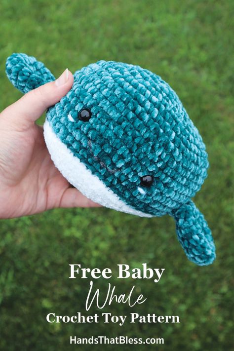 Free Baby Whale Crochet Toy Pattern - Hands That Bless No Sew Whale Crochet Pattern, Free Whale Pattern, Whale Shark Crochet Pattern Free, Crochet Whale Pattern, Whale Crochet, Crochet Whale, Cute Whale, Single Crochet Decrease, Crochet Plushies