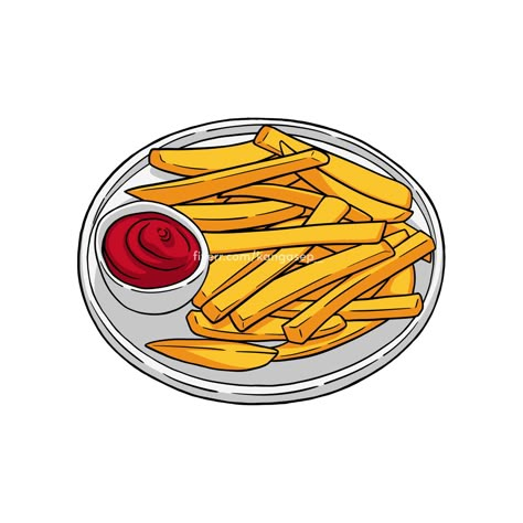 French fries hand drawn illustration Fries Drawing Easy, French Fries Drawing, French Fries Illustration, Fries Drawing, Fries Clipart, Fries Illustration, Rose Outline Drawing, Rose Outline, Drink Illustration