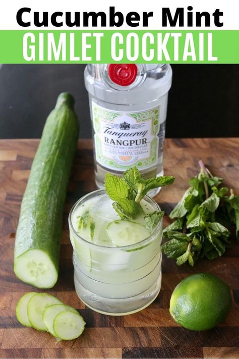 How to make a Cucumber Mint Gimlet. This refreshing summer cocktail recipe features gin, mint, cucumber, lime and white sugar. Cucumber Mojito Recipe, Cucumber Gin Cocktail, Midori Cocktails, Cucumber Gimlet, Green Cocktails, Easy Gin Cocktails, Gimlet Recipe, Cucumber Drink, Gimlet Cocktail