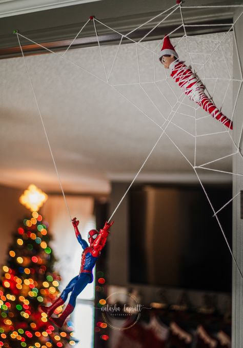 Spidey Elf On The Shelf, Elf In The Shelf Ideas For Toddlers, Elf On The Shelf Spiderman Mask, Marvel Elf On The Shelf Ideas, Elf On The Shelf Three Year Old, Elf Ideas For Toddlers Boys, Toddler Boy Elf On The Shelf Ideas, Elf On The Shelf Ideas Spiderman, Sonic Elf On The Shelf