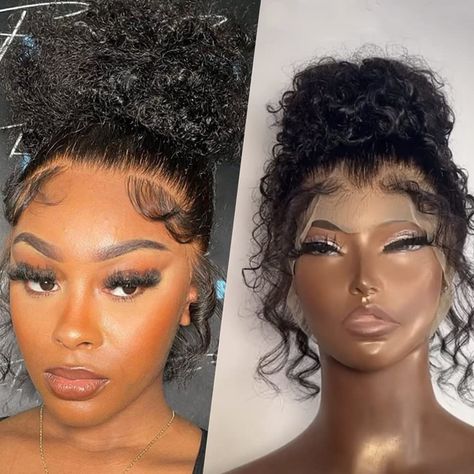 Curly Frontal Ponytail, Curly Wigs For Black Women Styles, 360 Wig Hairstyles, 360 Lace Wig Ponytail, Claw Clip Hairstyle On Curly Wig, 360 Lace Frontal Wig Ponytail, Deep Wave 360 Lace Frontal Wig, 360 Lace Frontal Wig Curly, Curly Wig Hairstyles