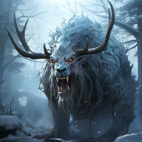 Storm Kings Thunder, Ice Witch, Ice Monster, Celtic Druids, Wolf Hybrid, Mythical Creatures Fantasy, Dnd Monsters, Fantasy Beasts, Alien Creatures