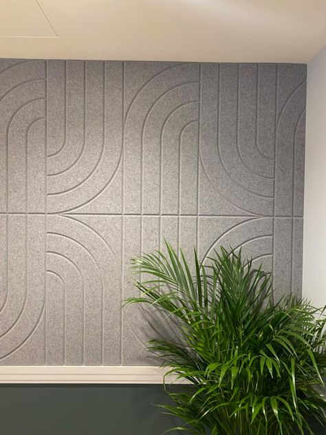 Alto CLAD - Artworks Acoustic wall panels with engraved patterns Acoustic Panels Office Design, Conference Room Acoustic Panels, Wall Acoustic Panels Design, Decorative Acoustic Wall Panels, Acoustic Wall Tiles, Corporate Office Wall Decor, Grooves Design Wall, Office Wall Panel Design, Curve Wall Design