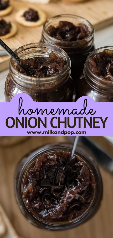 Chutney Canning Recipes, Red Onion Chutney Recipe, Red Onion Marmalade Recipe, Onion Jam Recipe Canning, Onion Chutney Recipes Indian, Christmas Chutney Recipes, Preserving Onions, Onion Marmalade Recipe, Sweet Chutney Recipe