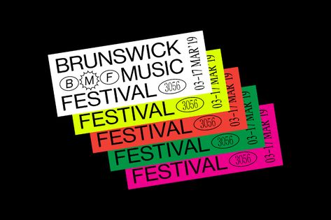 Brunswick Music Festival by Never Now and Rick Milovanovic — The Brand Identity Music Festival Branding, Festival Branding, Music Festival Logos, Visuell Identitet, Invite Design, Festival Logo, Music Festival Poster, Ticket Design, Music Fest