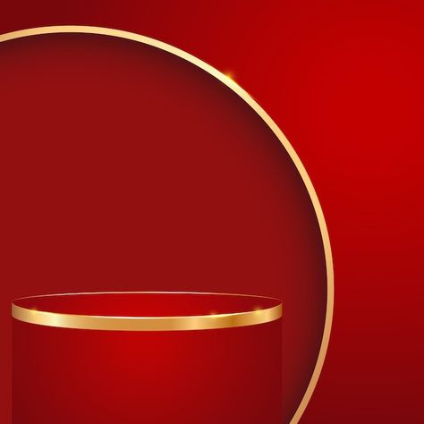 Red Podium Background, Podium Background, Stage Podium, Golden Line, Background For Photography, Product Photography, Red Background, Premium Vector, Graphic Resources