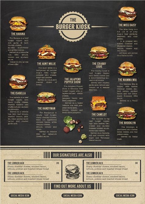 The Burger Kiosk Menu Package on Behance Menu Design Burger, Burger Menu Design Ideas, Burger Menu Ideas, Meat Menu Design, Burger Packaging Ideas, Burger Kiosk, Menu Design Ideas, Restaurant Burger, Menu Burger