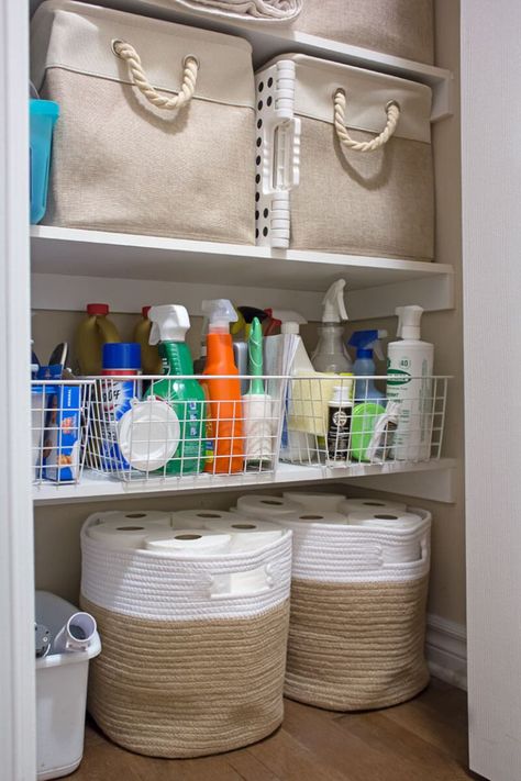 Mulberry Bathroom, Deep Bathroom Drawer Organization, Bathroom Closet Organization Ideas, Closet Organization Solutions, Small Linen Closets, Under Bathroom Sink, Over Toilet Storage, Bathroom Sink Organization, Bathroom Drawer Organization